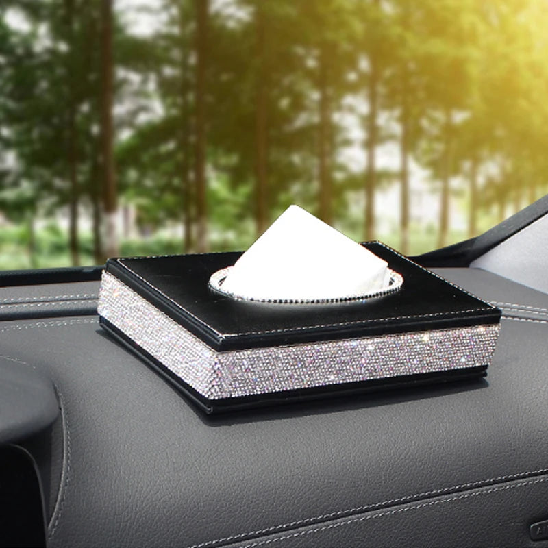 Luxury Rhinestones Car Tissue Box