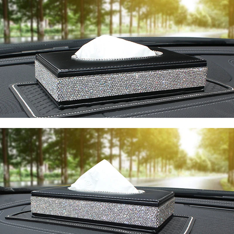 Luxury Rhinestones Car Tissue Box