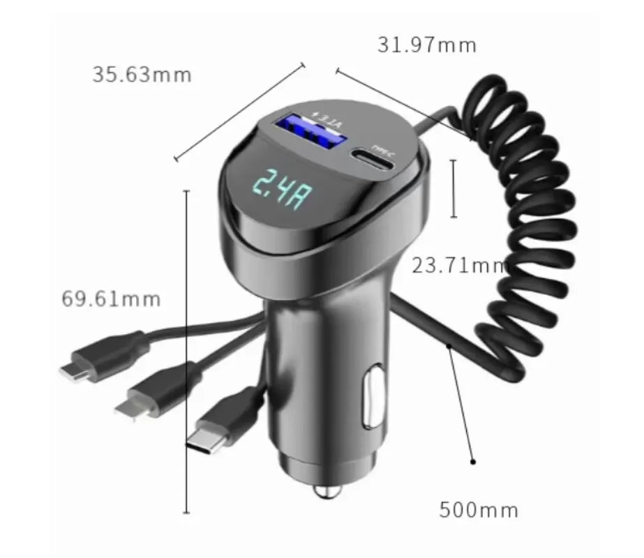 USB Fast Car Phone Charger with 2 Ports