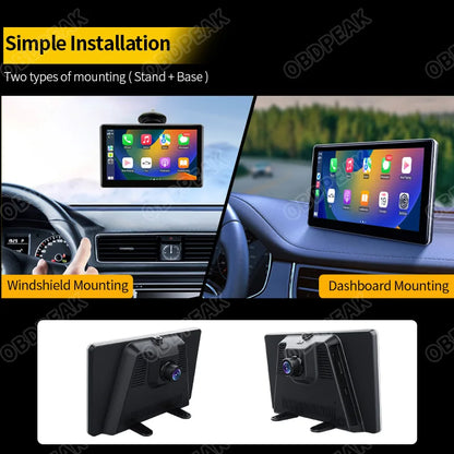 K5 Universal 7" Dash Cam Car DVR WIFI Wireless Carplay Android Auto GPS Navigation AUX Output BT Video Recorder Reversing Camera