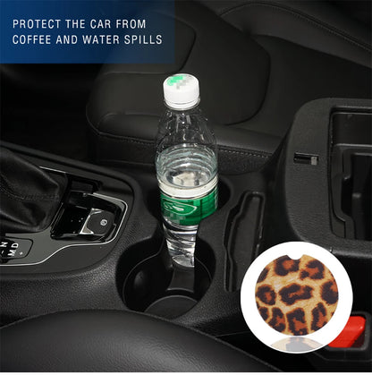 Luxury Leopard Print Car Cup Mats